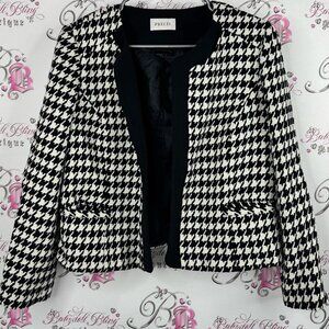Précis blazer Chic Houndstooth Blazer pockets black white luxe